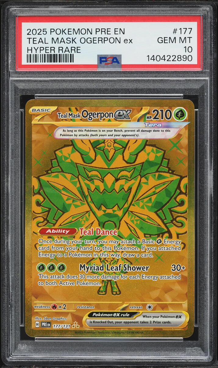 2025 Pokemon SV Prismatic Evolutions Gold Rare Teal Mask Ogerpon ex #177 PSA 10 GEM MINT