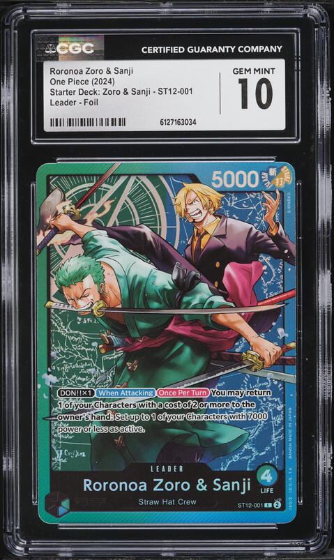 2024 One Piece Starter Deck Foil Leader Roronoa Zoro & Sanji #ST12-001 CGC 10 GEM MINT on Fanatics Collect 2024 One Piece Starter Deck Foil Leader Roronoa Zoro & Sanji #ST12-001 CGC 10 GEM MINT on Fanatics Collect
