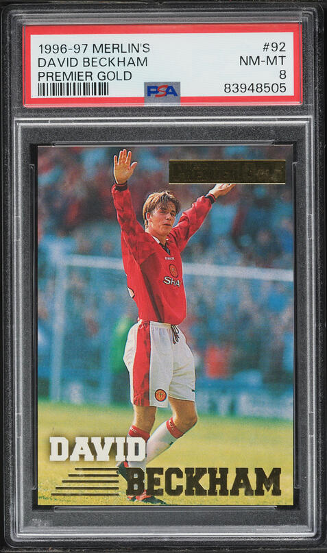 1996 Merlin's Premier Gold David Beckham ROOKIE #92 PSA 9 MINT on