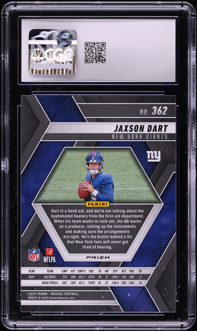 2025 Panini Mosaic Prizm Jaxson Dart ROOKIE #362 CGC 9.5 MINT+