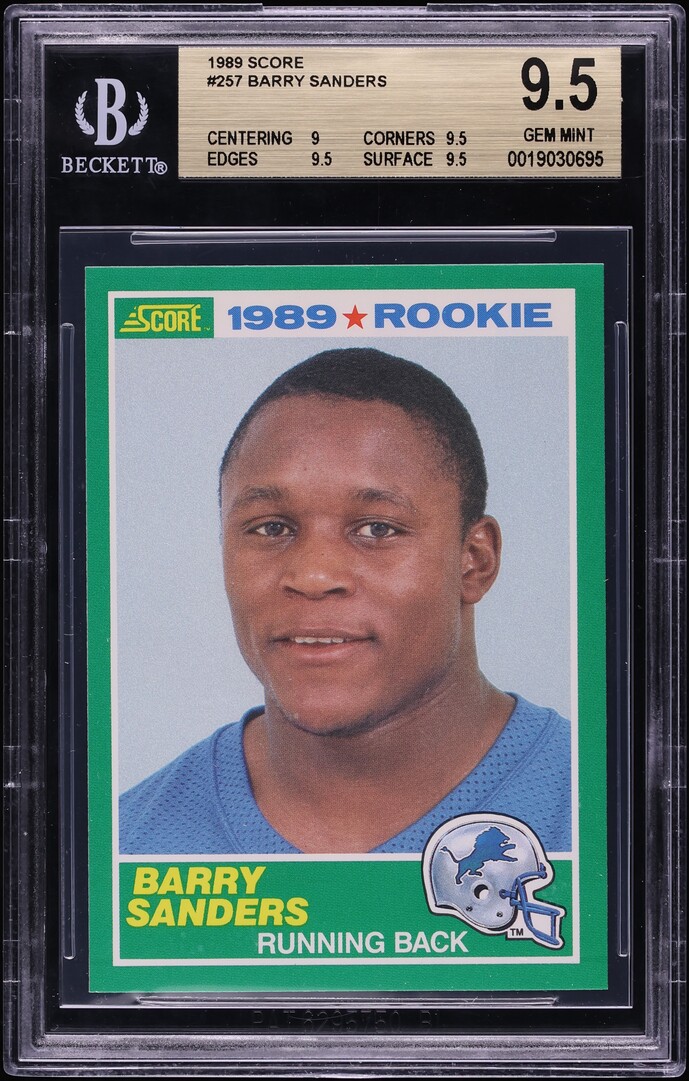 1989 Score Football Barry Sanders ROOKIE #257 BGS 9.5 GEM MINT