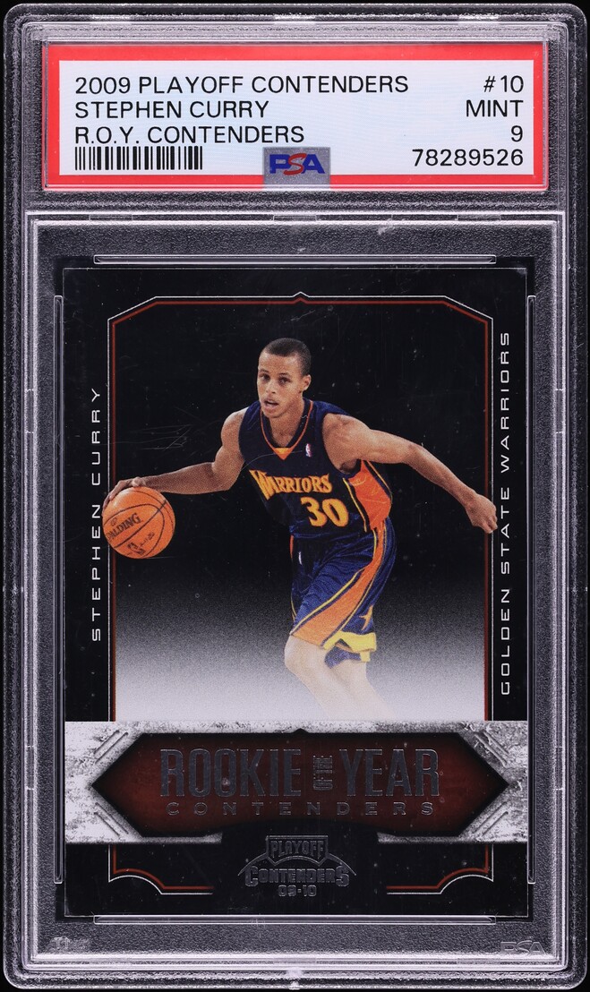 2009 Playoff Rookie Of The Year Contenders Stephen Curry ROOKIE #10 PSA 9 MINT