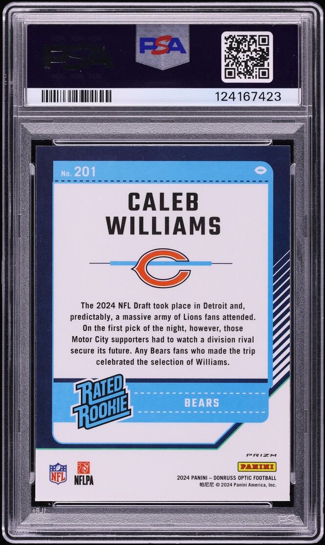 2024 Donruss Optic Red Mojo Caleb Williams ROOKIE #201 PSA 9 MINT
