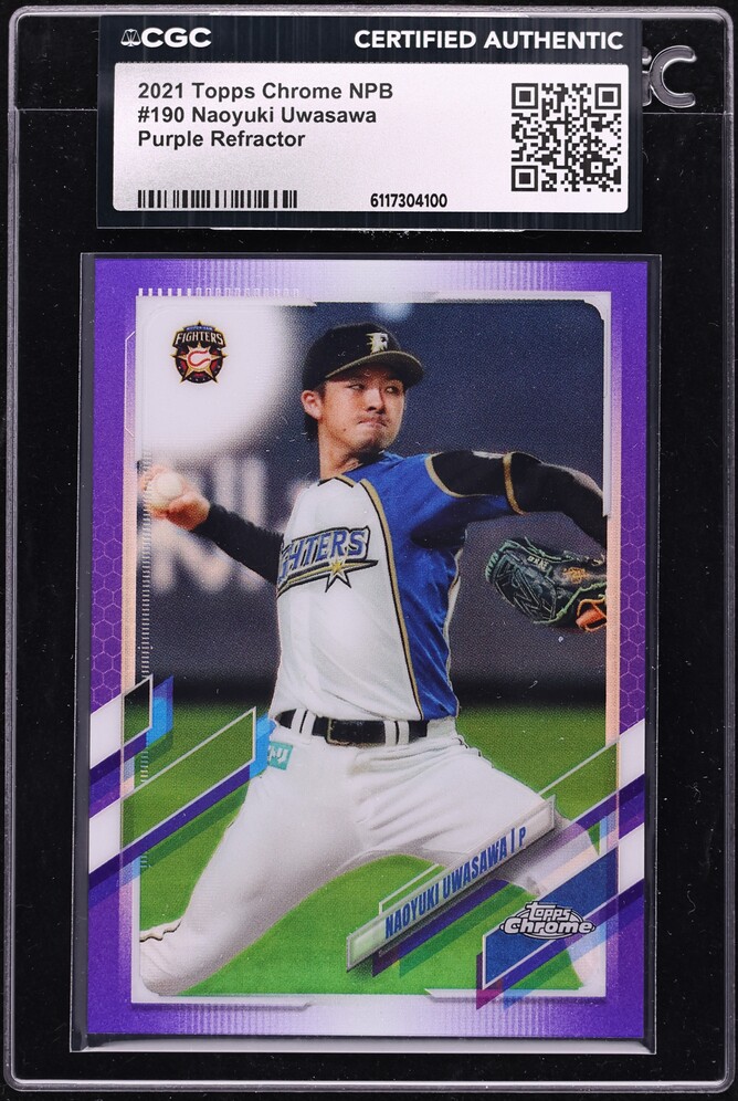 2021 Topps Chrome NPB Purple Refractor Naoyuki Uwasawa /299 #190 CGC AUTH