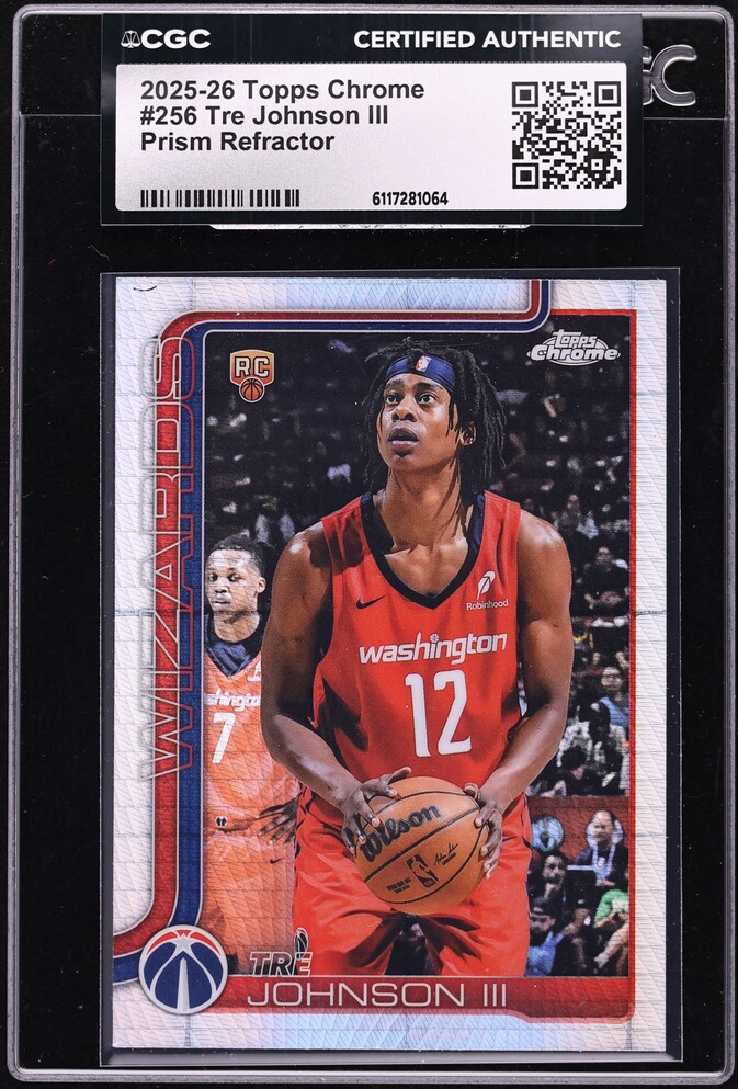 2025 Topps Chrome Prism Refractor Tre Johnson III ROOKIE #256 CGC AUTH