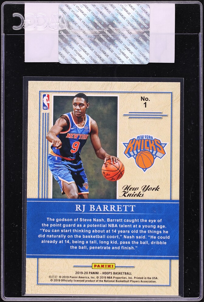 2019 Hoops Class Of '19 Holo RJ Barrett ROOKIE #1 CGC AUTH