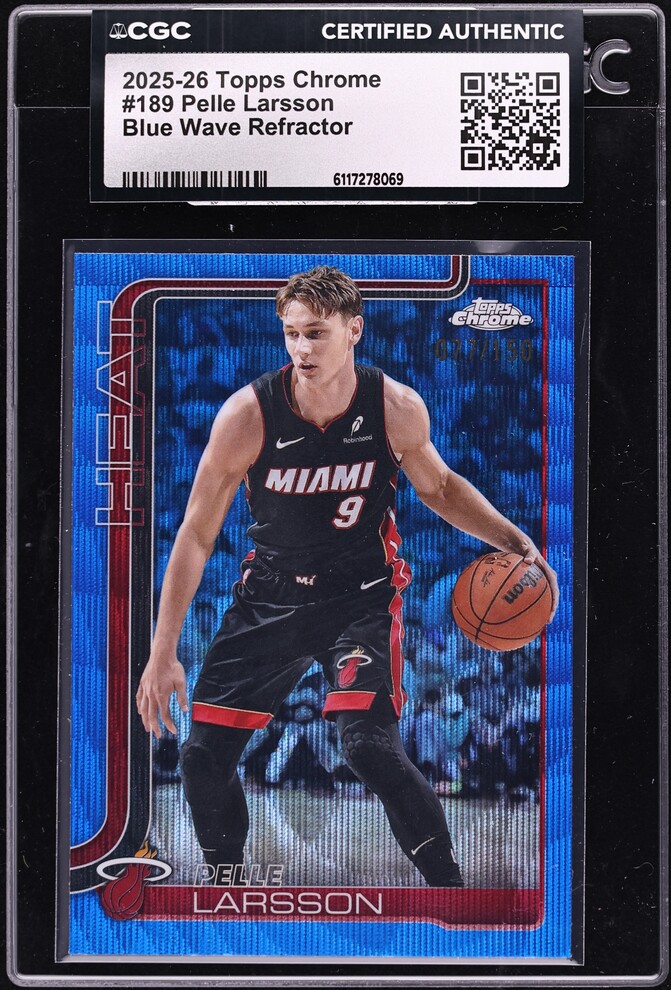 2025 Topps Chrome Blue Wave Refractor Pelle Larsson /150 #189 CGC AUTH