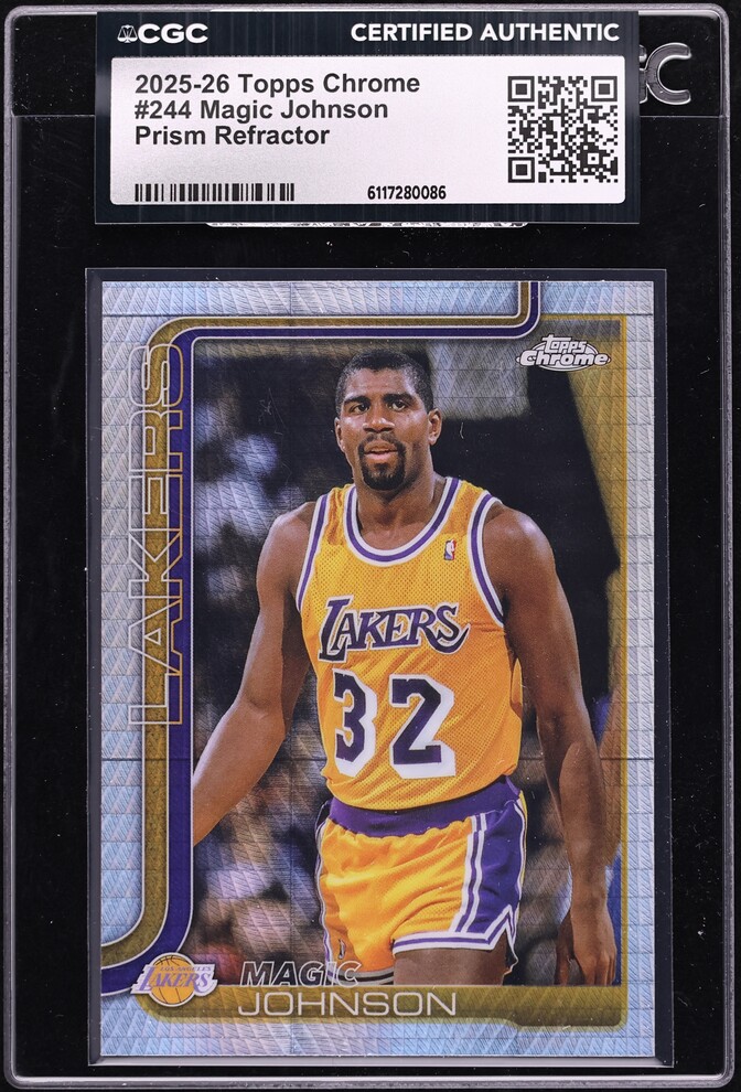 2025 Topps Chrome Prism Refractor Magic Johnson #244 CGC AUTH