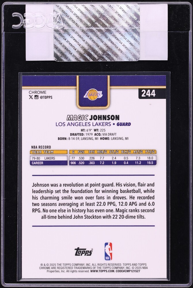 2025 Topps Chrome Prism Refractor Magic Johnson #244 CGC AUTH