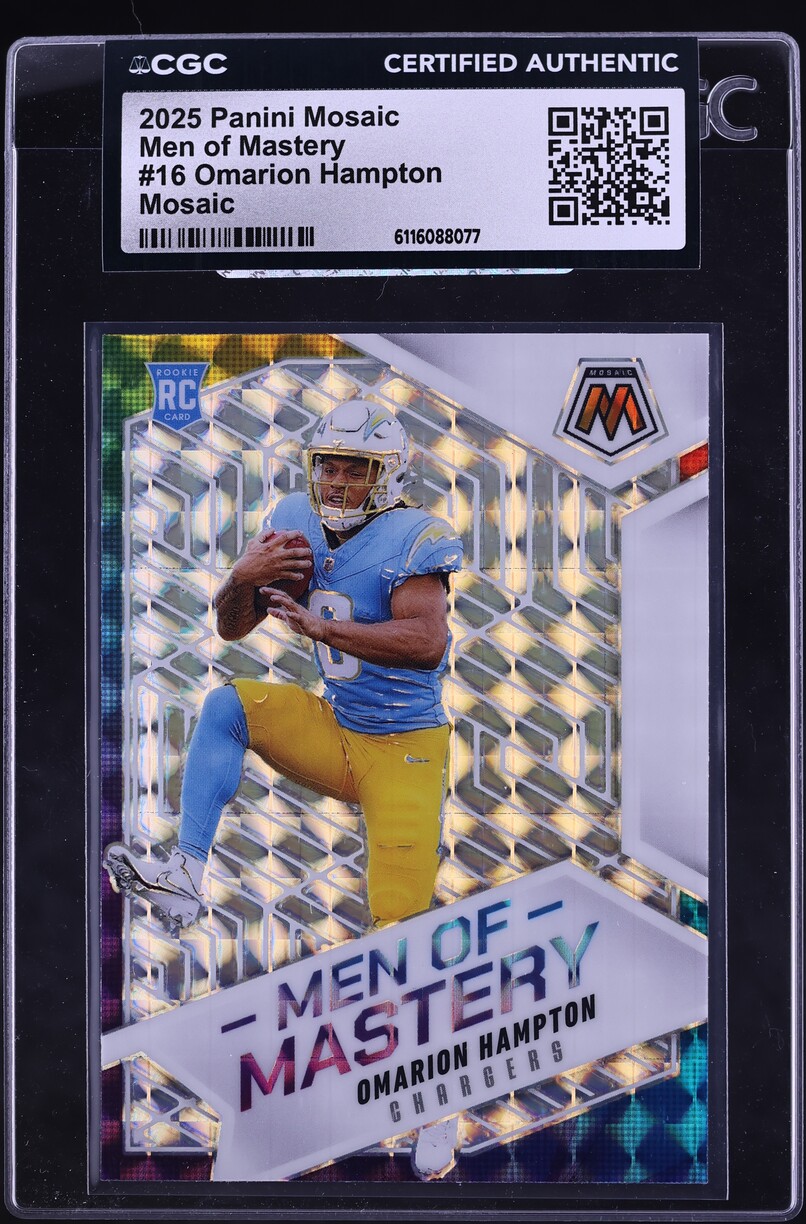 2025 Panini Mosaic Football Mosaic Omarion Hampton #16 CGC AUTH