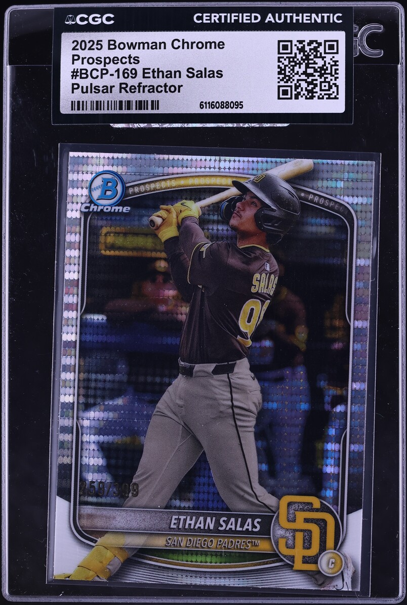 2025 Bowman Chrome Pulsar Refractor Ethan Salas PROSPECT /399 #BCP-169 CGC AUTH