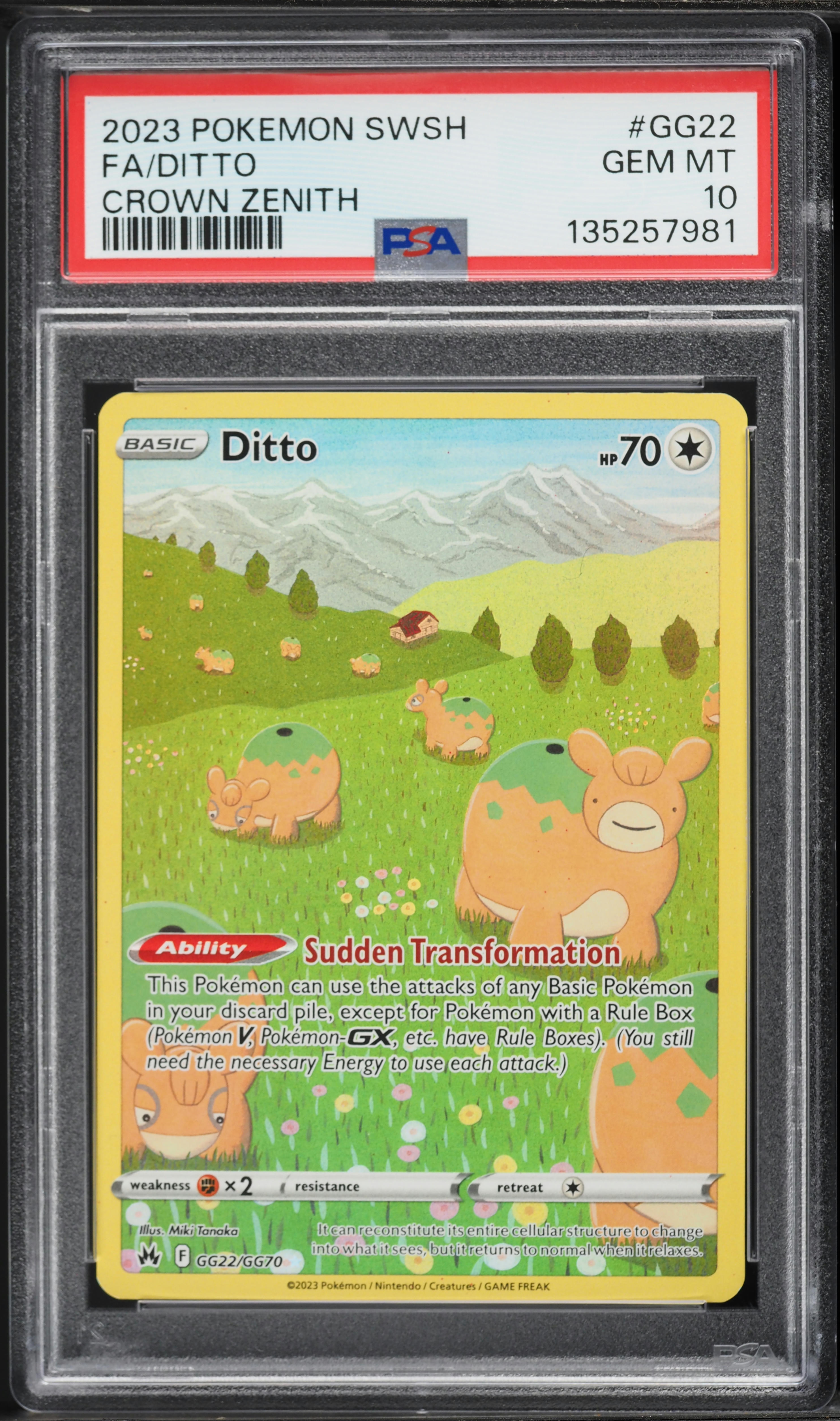 2023 Pokemon Sword & Shield Crown Zenith Full Art Ditto #GG22 PSA