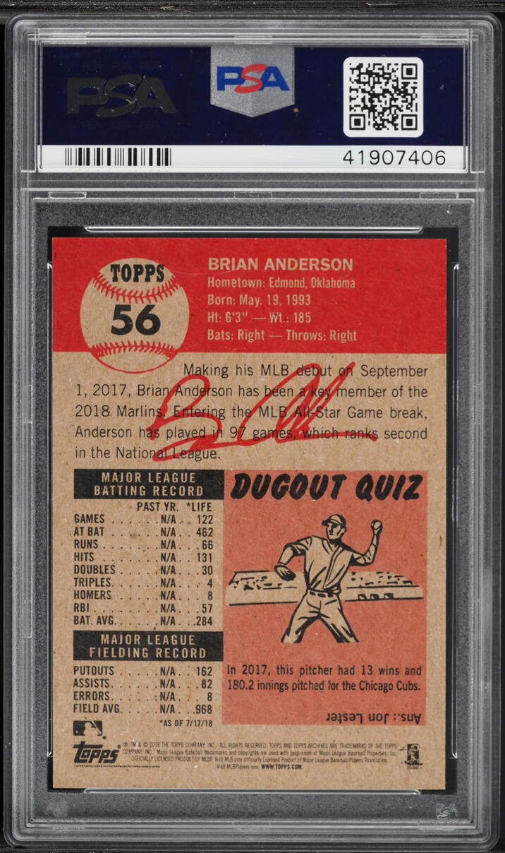 2018 Topps Living Brian Anderson ROOKIE #56 PSA 10 GEM MINT