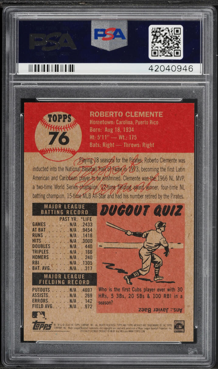 2018 Topps Living Roberto Clemente #76 PSA 10 GEM MINT