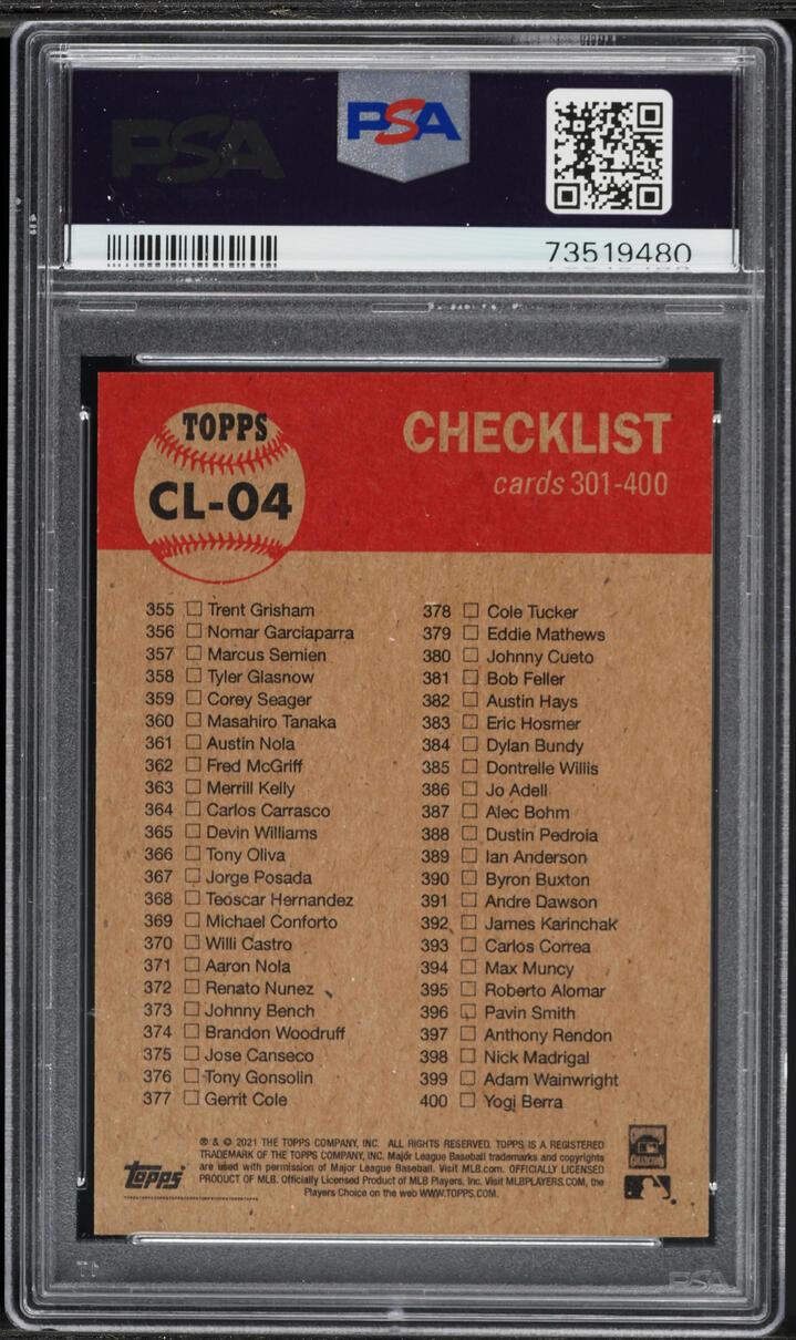 2021 Topps Living Checklist 301-400 #CL-04 PSA 10 GEM MINT