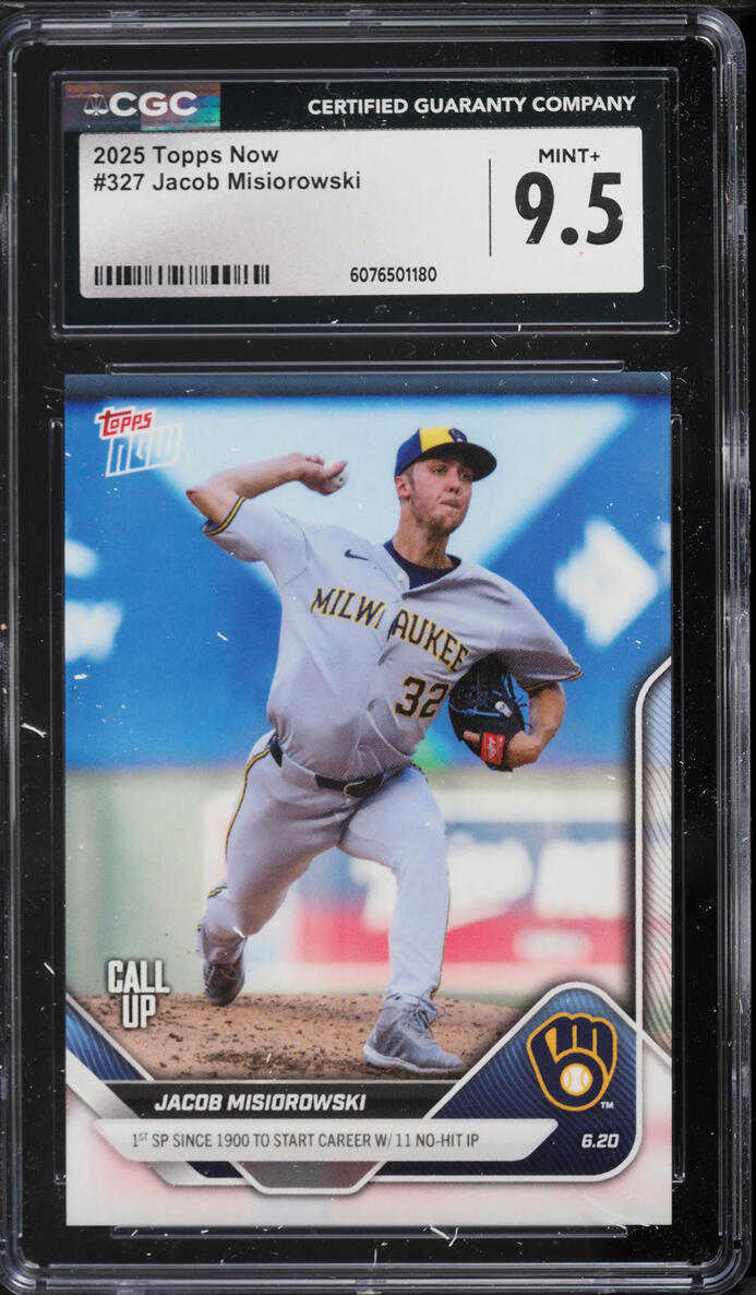 2025 Topps Now Jacob Misiorowski ROOKIE #327 CGC 9.5 MINT+