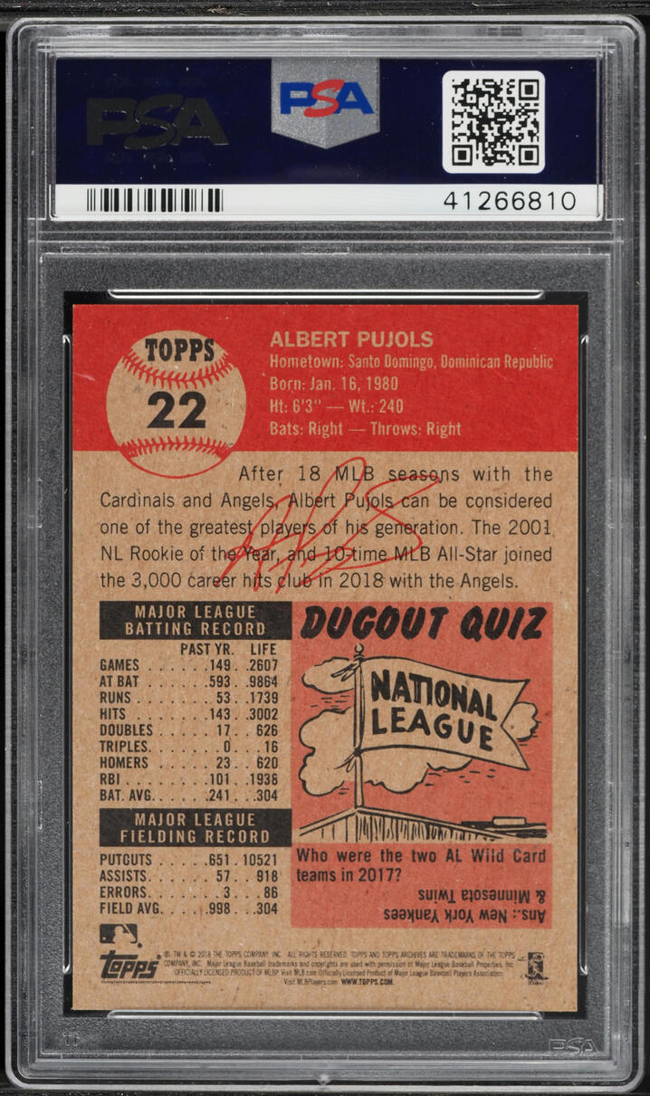 2018 Topps Living Albert Pujols #22 PSA 10 GEM MINT