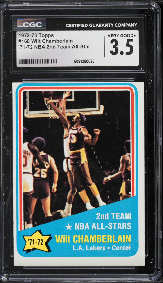 1972 Topps '71 NBA 2nd Team All Star Wilt Chamberlain #168 CGC 3.5 VG+
