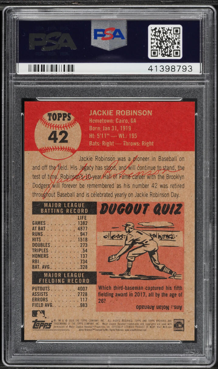 2018 Topps Living Jackie Robinson #42 PSA 10 GEM MINT