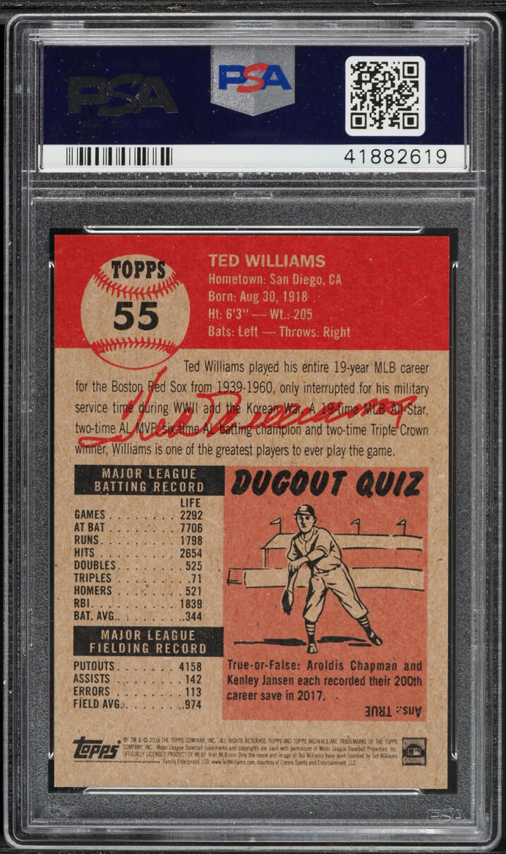 2018 Topps Living Ted Williams #55 PSA 10 GEM MINT