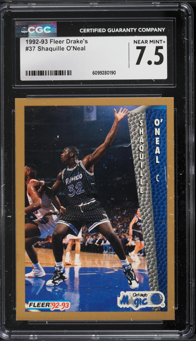1992 Fleer Drake's Shaquille O'Neal ROOKIE #37 CGC 7.5 NRMT+