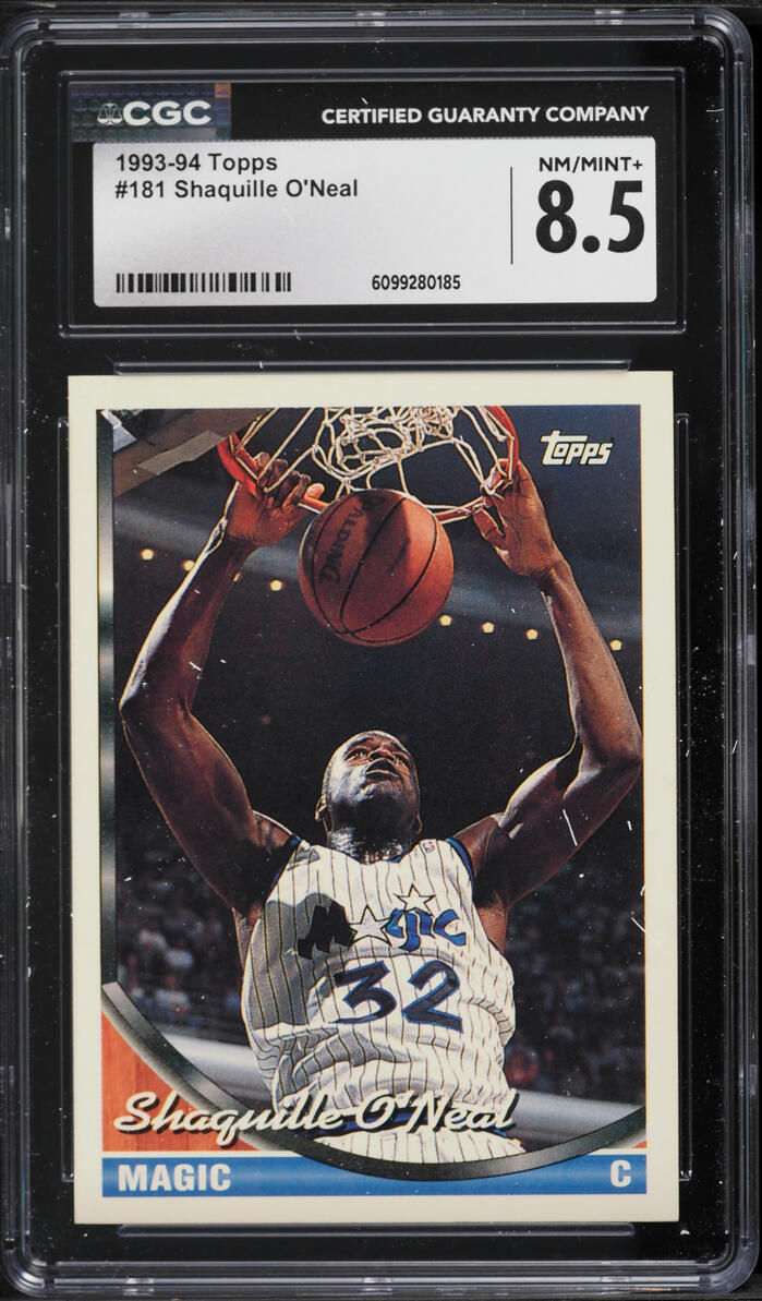 1993 Topps Basketball Shaquille O'Neal #181 CGC 8.5 NM-MT+