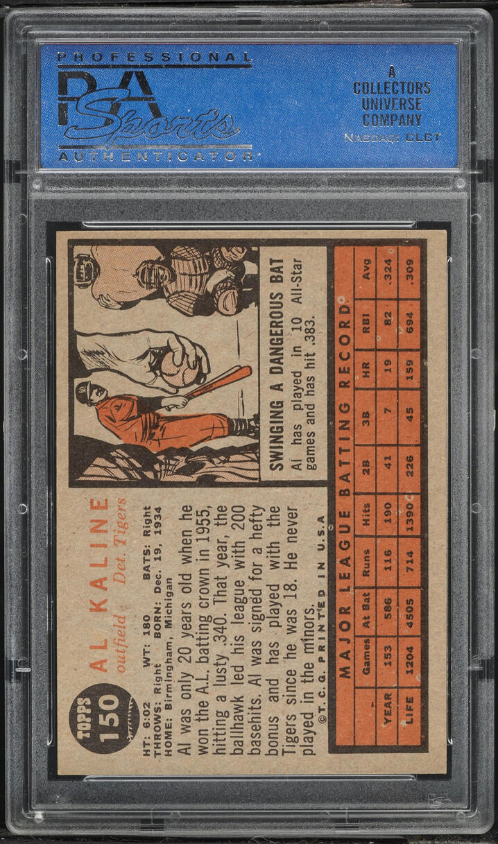 1962 Topps Al Kaline #150 PSA 7 NRMT