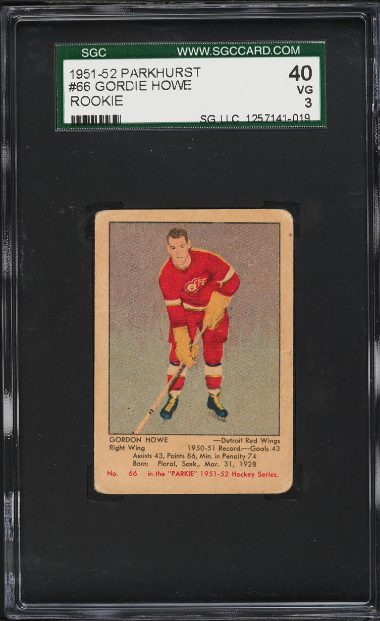 1951 Parkhurst Gordie Howe ROOKIE #66 SGC 3 VG