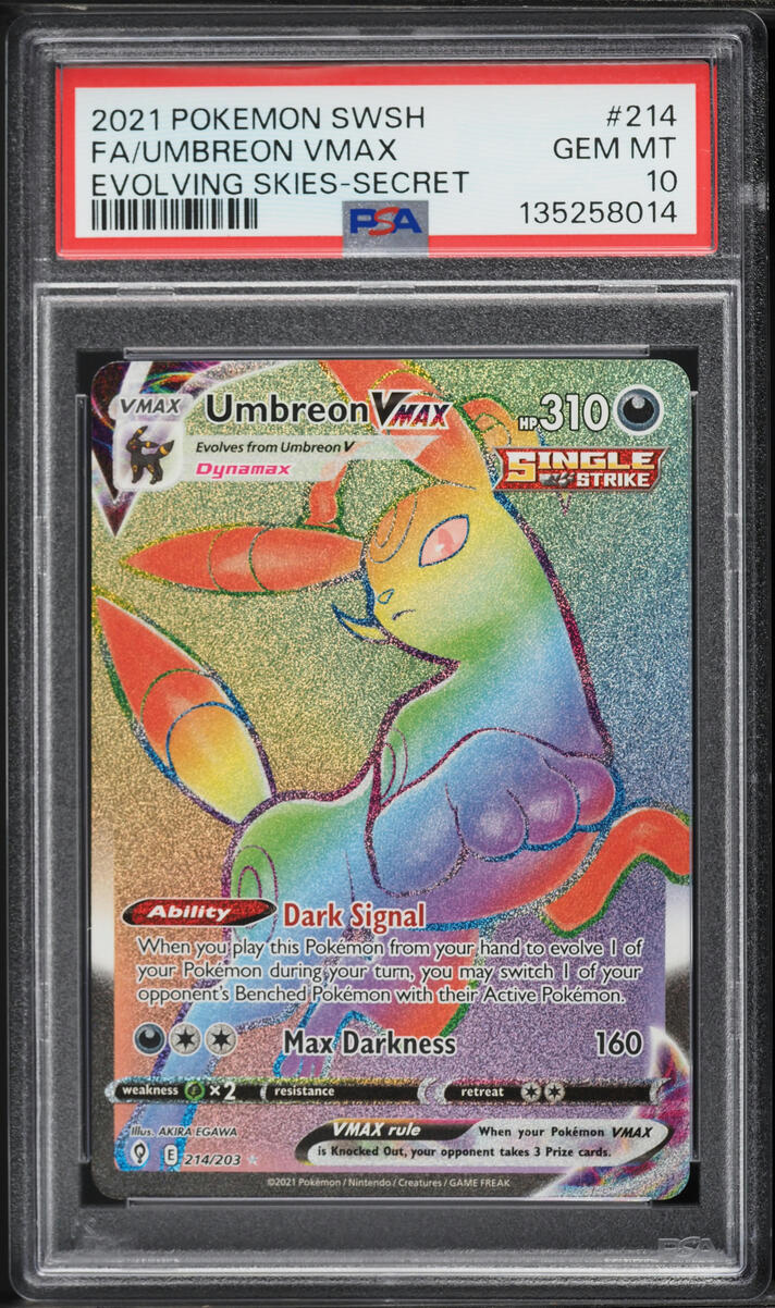 2021 Pokemon Sword & Shield Evolving Skies Rainbow Rare Umbreon VMAX #214 PSA 10 GEM MINT
