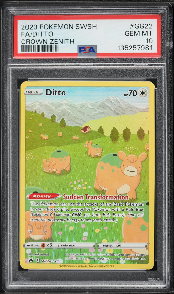 2023 Pokemon Sword & Shield Crown Zenith Full Art Ditto #GG22 PSA 10 GEM MINT