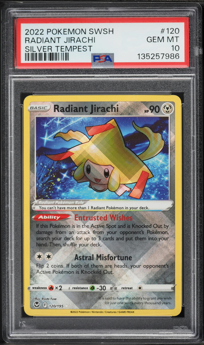 2022 Pokemon Sword & Shield Silver Tempest Holo Radiant Jirachi #120 PSA 10 GEM MINT