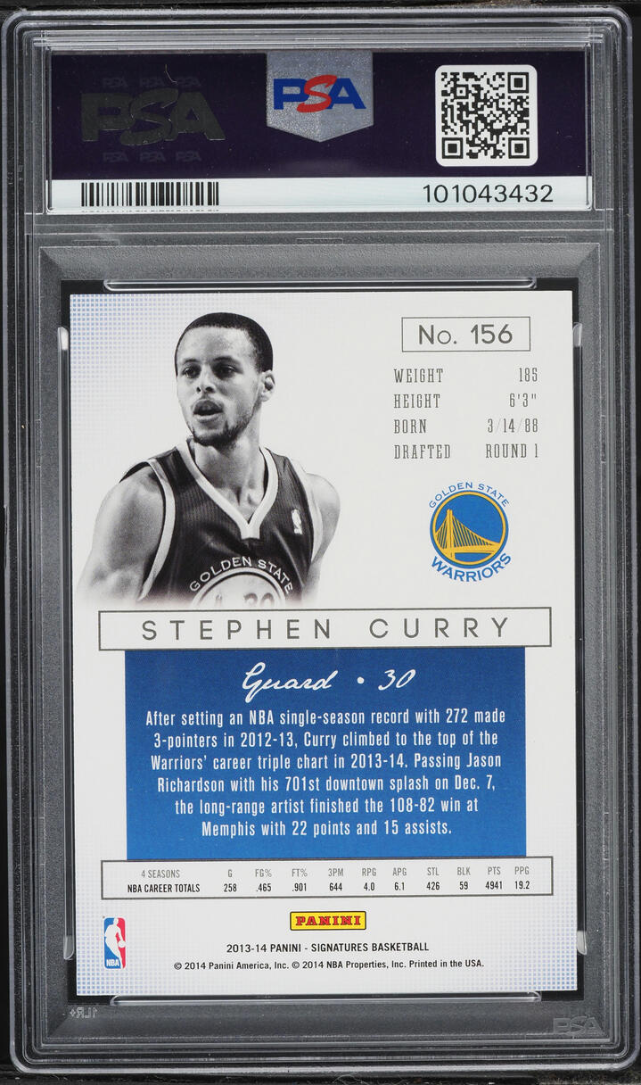 2013 Panini Signatures Stephen Curry 1/25 #156 PSA 10 GEM MINT