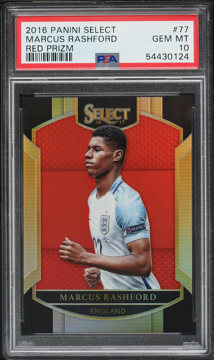2016 Select Terrace Red Prizm Marcus Rashford ROOKIE /199 #77 PSA 10 GEM MINT