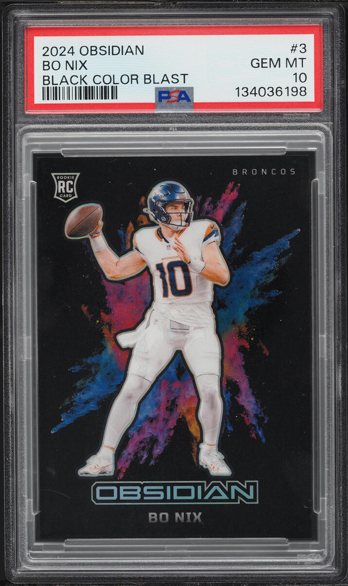 2024 Panini Obsidian Black Color Blast Bo Nix ROOKIE #3 PSA 10 GEM