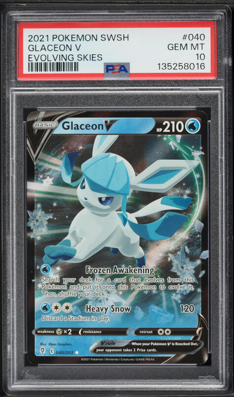 2021 Pokemon Sword & Shield Evolving Skies Holo Glaceon V #40 PSA 10 GEM MINT