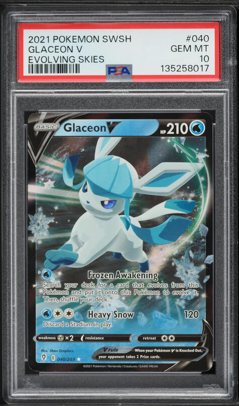 2021 Pokemon Sword & Shield Evolving Skies Holo Glaceon V #40 PSA 10 GEM MINT
