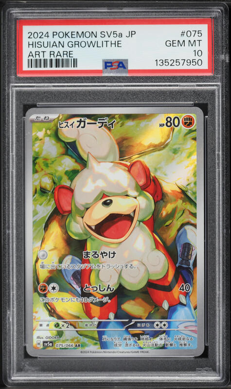 2024 Pokemon Japanese Scarlet & Violet Crimson Haze AR Hisuian Growlithe #75 PSA 10 GEM MINT