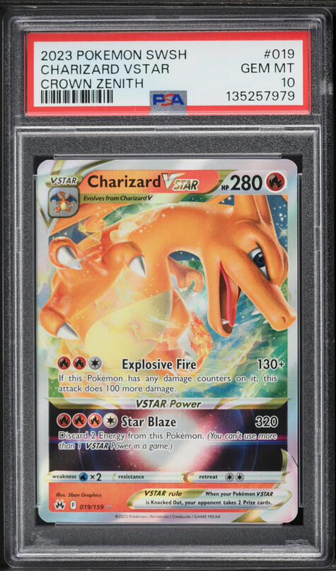 2023 Pokemon Sword & Shield Crown Zenith Holo Charizard VSTAR #19 PSA 10 GEM MINT