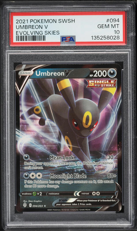2021 Pokemon Sword & Shield Evolving Skies Holo Umbreon V #94 PSA 10 GEM MINT