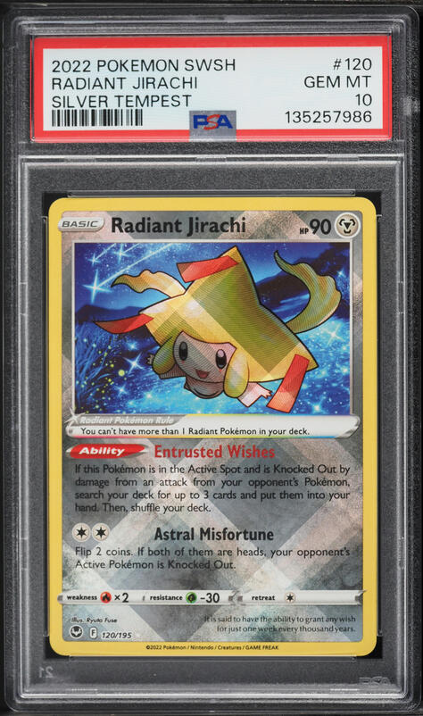 2022 Pokemon Sword & Shield Silver Tempest Holo Radiant Jirachi #120 PSA 10 GEM MINT