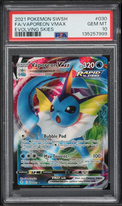 2021 Pokemon SWSH Evolving Skies Vaporeon VMAX #30 PSA 10 GEM MINT