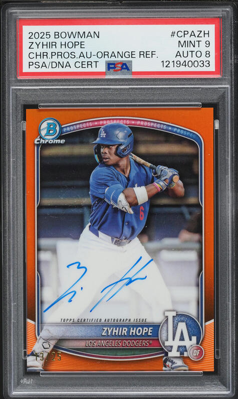 2025 Bowman Chrome Red Xfractor Zyhir Hope PROSPECT AUTO DNA 10 /5