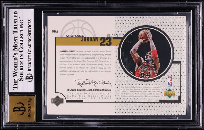 1998 Upper Deck Game Jersey Gold Michael Jordan PATCH AUTO /23 #GJA2 BGS 9 MINT