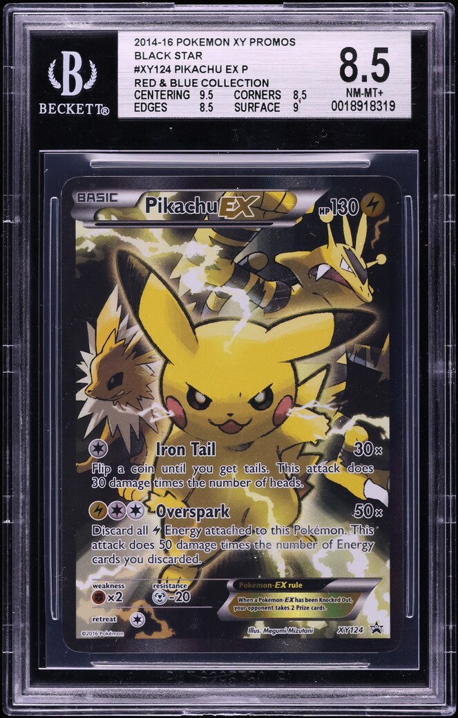 2014 Pokemon XY Black Star Promo Red Blue Collection Full Art Pikachu EX #XY124 BGS 8.5 NM-MT+