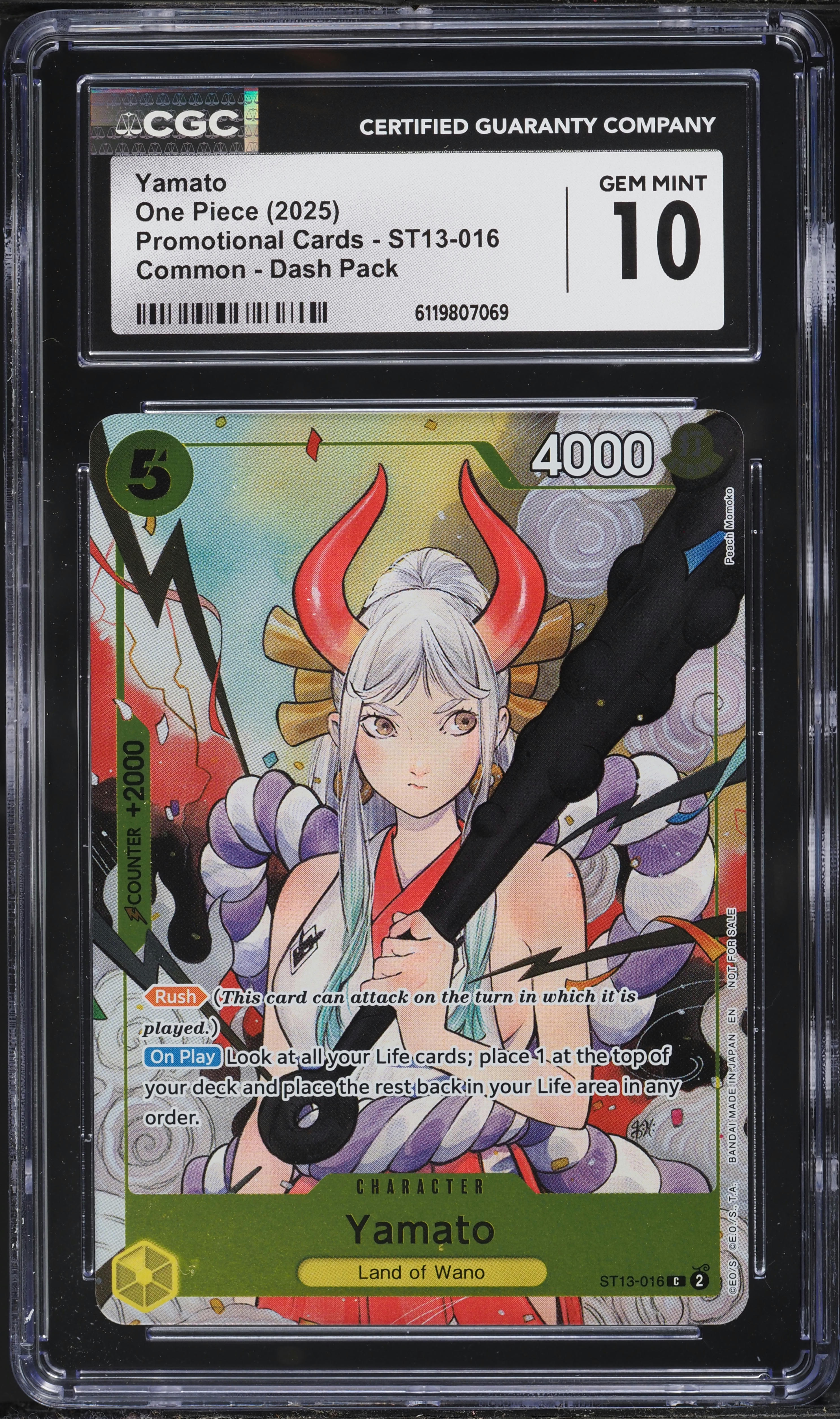 2025 One Piece Promo Dash Pack Yamato #ST13-016 CGC 10 GEM MINT on