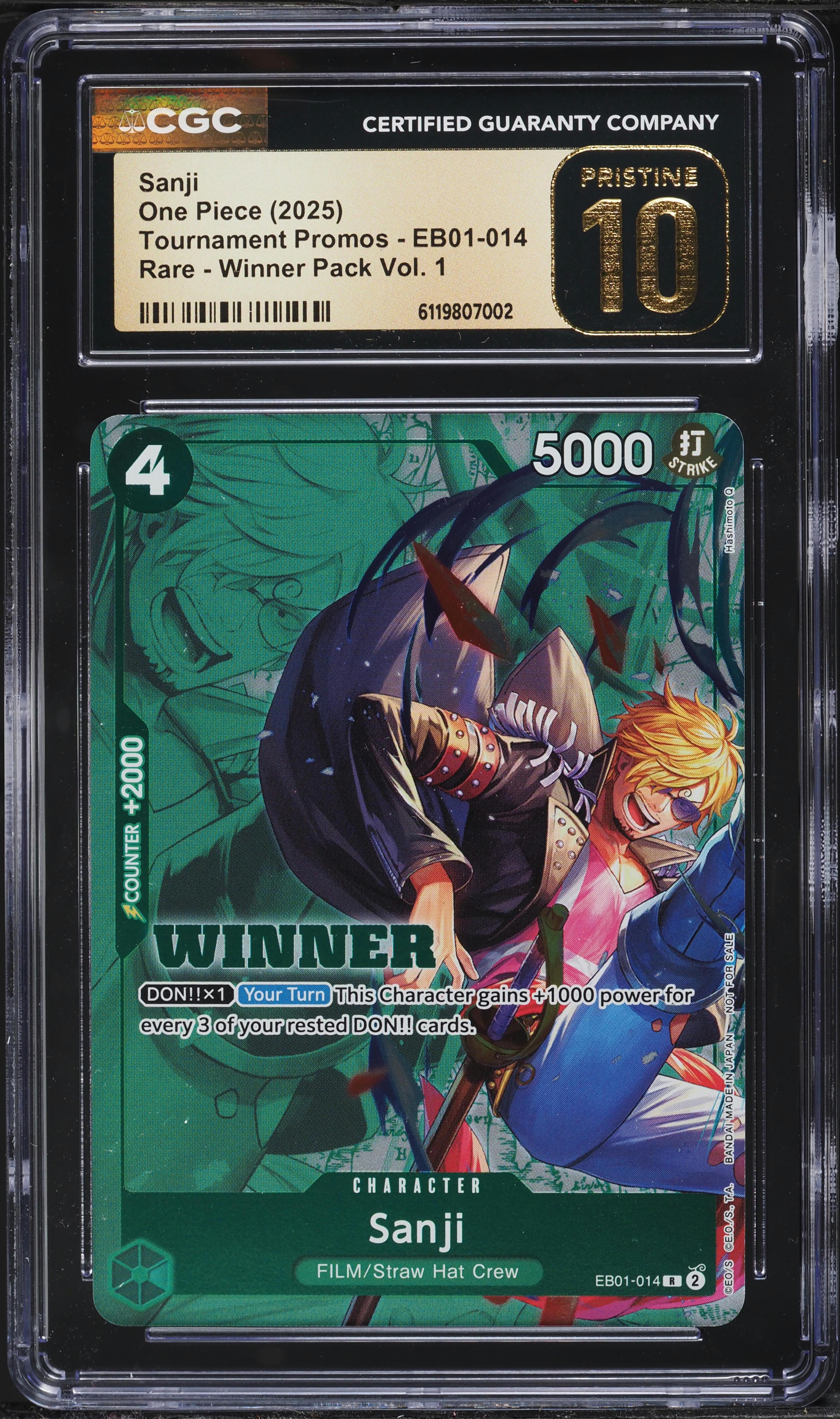 2025 One Piece Promo Winner Pack Volume 1 Sanji #EB01-014 CGC 10
