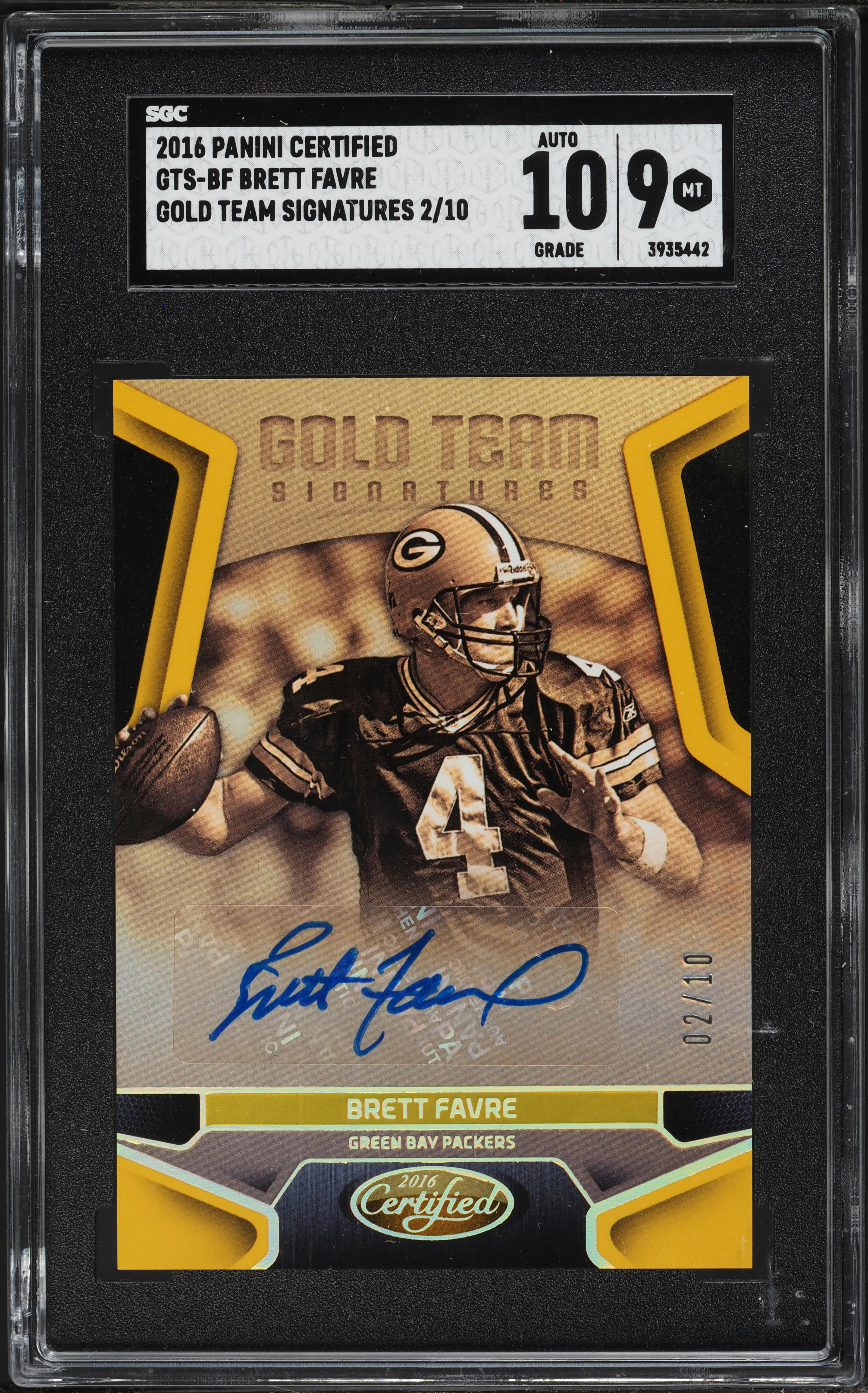 2016 Panini Certified Gold Team Signatures Brett Favre AUTO /10