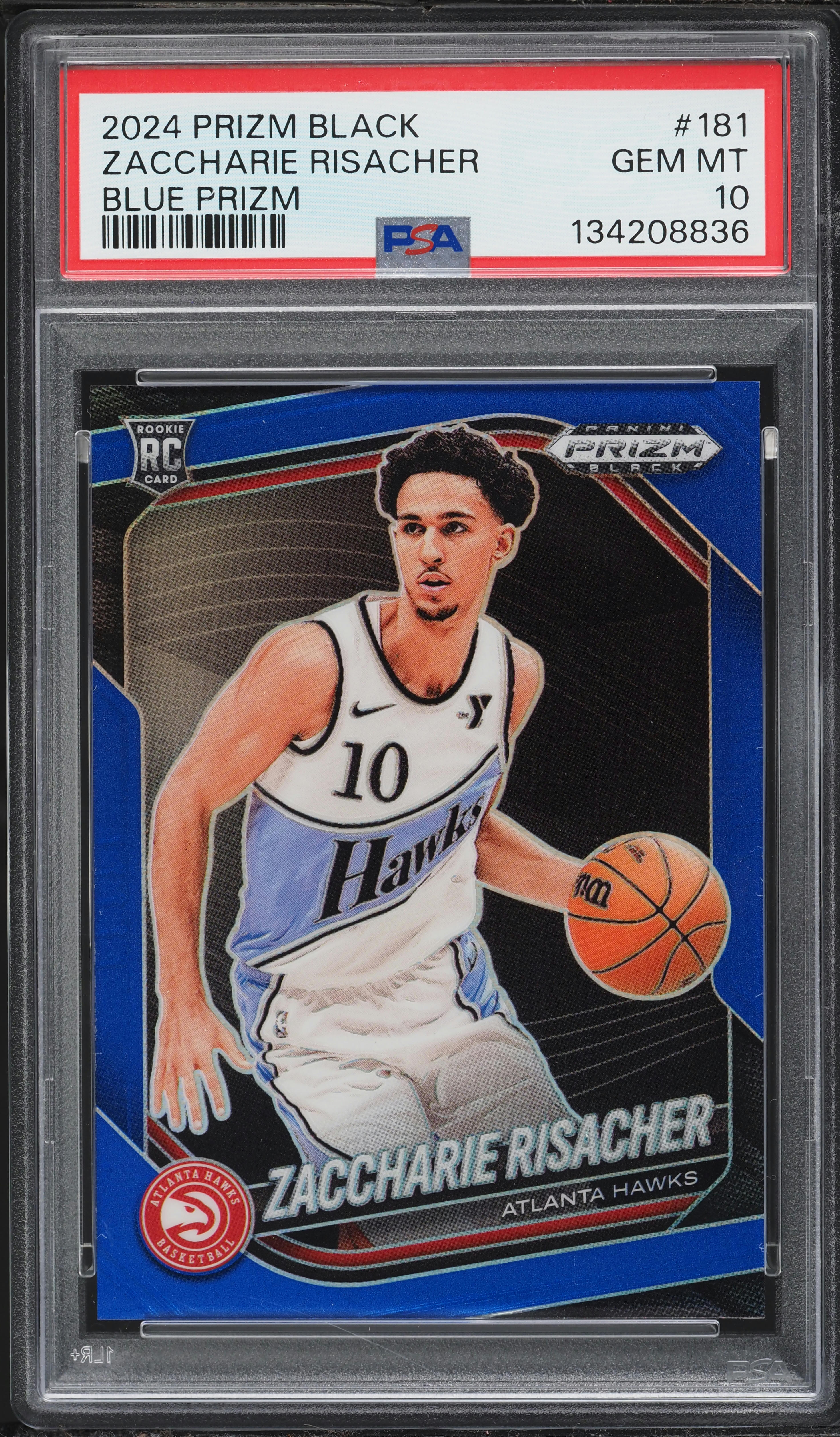 2024 Panini Prizm Black Blue Zaccharie Risacher ROOKIE /199 #181