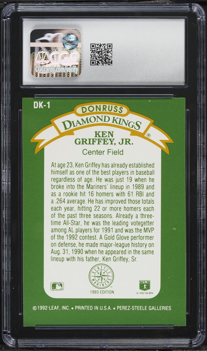 1993 Donruss Diamond Kings Ken Griffey Jr. #DK-1 CGC 6 EXMT