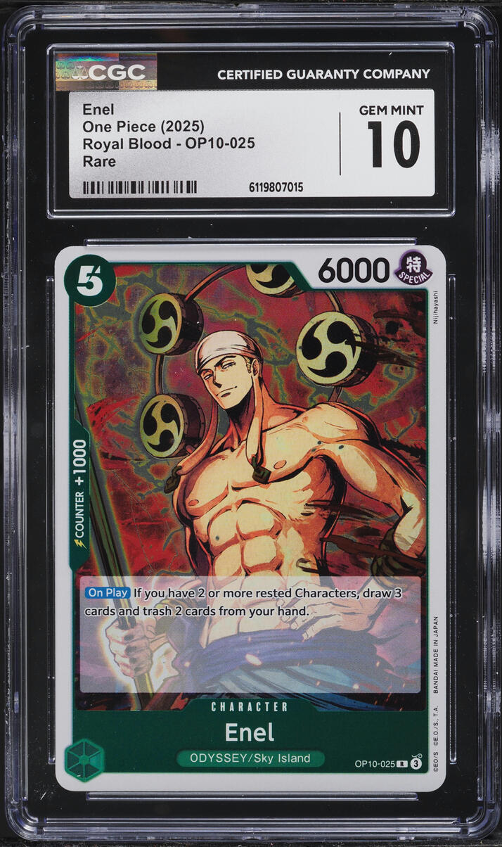 2025 One Piece Royal Blood Enel #OP10-025 CGC 10 GEM MINT - Main Image